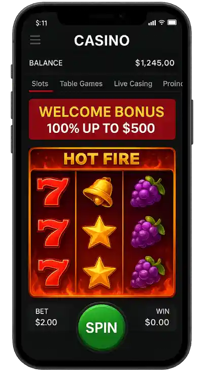 Spinago Casino AU mobile app on Android and iOS smartphones